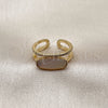 Oro Laminado Multi Stone Ring, Gold Filled Style with Ivory Mother of Pearl and White Micro Pave, Polished, Golden Finish, 01.282.0013 (One size fits all)
