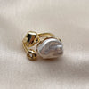 Oro Laminado Multi Stone Ring, Gold Filled Style with Ivory Pearl and White Cubic Zirconia, Polished, Golden Finish, 01.282.0014 (One size fits all)