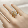 Oro Laminado Multi Stone Ring, Gold Filled Style Baguette Design, with White Cubic Zirconia, Polished, Golden Finish, 01.282.0015 (One size fits all)