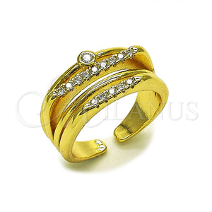 Oro Laminado Multi Stone Ring, Gold Filled Style with White Micro Pave and White Cubic Zirconia, Polished, Golden Finish, 01.282.0016 (One size fits all)