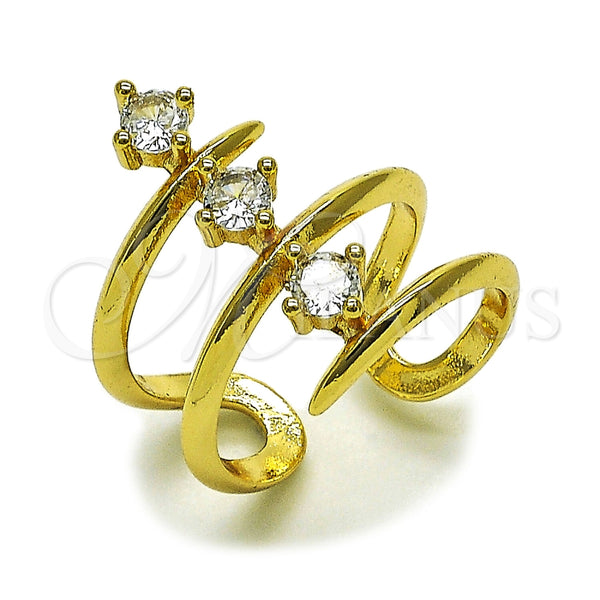 Oro Laminado Multi Stone Ring, Gold Filled Style with White Cubic Zirconia, Polished, Golden Finish, 01.282.0017 (One size fits all)
