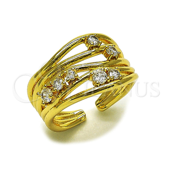 Oro Laminado Multi Stone Ring, Gold Filled Style with White Cubic Zirconia, Polished, Golden Finish, 01.282.0018 (One size fits all)