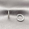 Rhodium Gold Filled Huggie Hoop, with White Micro Pave, Polished, Rhodium Finish, 02.452.0016.14