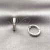 Rhodium Gold Filled Huggie Hoop, with White Cubic Zirconia, Polished, Rhodium Finish, 02.452.0017.14