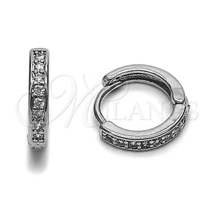 Rhodium Gold Filled Huggie Hoop, with White Cubic Zirconia, Polished, Rhodium Finish, 02.452.0017.14