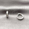 Rhodium Gold Filled Huggie Hoop, with White Cubic Zirconia, Polished, Rhodium Finish, 02.452.0018.12