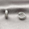 Rhodium Gold Filled Huggie Hoop, with White Micro Pave, Polished, Rhodium Finish, 02.452.0019.14