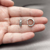 Rhodium Gold Filled Huggie Hoop, with White Cubic Zirconia, Polished, Rhodium Finish, 02.452.0020.15