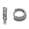 Rhodium Gold Filled Huggie Hoop, with White Cubic Zirconia, Polished, Rhodium Finish, 02.452.0020.15