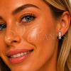 Rhodium Gold Filled Huggie Hoop, Baguette Design, with White Cubic Zirconia, Polished, Rhodium Finish, 02.452.0021.15