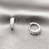 Rhodium Gold Filled Huggie Hoop, Baguette Design, with White Cubic Zirconia, Polished, Rhodium Finish, 02.452.0021.15