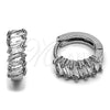 Rhodium Gold Filled Huggie Hoop, Baguette Design, with White Cubic Zirconia, Polished, Rhodium Finish, 02.452.0021.15