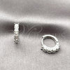 Rhodium Gold Filled Huggie Hoop, with White Cubic Zirconia, Polished, Rhodium Finish, 02.452.0022.15