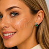 Rhodium Gold Filled Stud Earring, Pineapple Design, with Green and White Cubic Zirconia, Polished, Rhodium Finish, 02.452.0024