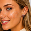 Rhodium Gold Filled Stud Earring, Pineapple Design, with Garnet and White Cubic Zirconia, Polished, Rhodium Finish, 02.452.0024.1