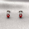 Rhodium Gold Filled Stud Earring, Pineapple Design, with Garnet and White Cubic Zirconia, Polished, Rhodium Finish, 02.452.0024.1