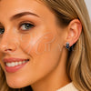 Rhodium Gold Filled Stud Earring, Pineapple Design, with Sapphire Blue and White Cubic Zirconia, Polished, Rhodium Finish, 02.452.0024.2