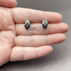 Rhodium Gold Filled Stud Earring, Pineapple Design, with Sapphire Blue and White Cubic Zirconia, Polished, Rhodium Finish, 02.452.0024.2
