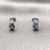 Rhodium Gold Filled Stud Earring, Pineapple Design, with Sapphire Blue and White Cubic Zirconia, Polished, Rhodium Finish, 02.452.0024.2