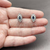 Rhodium Gold Filled Stud Earring, Evil Eye and Cluster Design, with Sapphire Blue Cubic Zirconia and White Micro Pave, Polished, Rhodium Finish, 02.452.0025