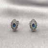 Rhodium Gold Filled Stud Earring, Evil Eye and Cluster Design, with Sapphire Blue Cubic Zirconia and White Micro Pave, Polished, Rhodium Finish, 02.452.0025