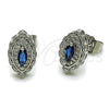 Rhodium Gold Filled Stud Earring, Evil Eye and Cluster Design, with Sapphire Blue Cubic Zirconia and White Micro Pave, Polished, Rhodium Finish, 02.452.0025
