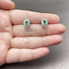 Rhodium Gold Filled Stud Earring, Evil Eye and Cluster Design, with Green Cubic Zirconia, Polished, Rhodium Finish, 02.452.0025.1