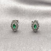 Rhodium Gold Filled Stud Earring, Evil Eye and Cluster Design, with Green Cubic Zirconia, Polished, Rhodium Finish, 02.452.0025.1