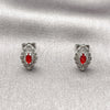 Rhodium Gold Filled Stud Earring, Evil Eye and Cluster Design, with Garnet Cubic Zirconia and White Micro Pave, Polished, Rhodium Finish, 02.452.0025.2
