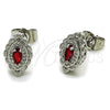 Rhodium Gold Filled Stud Earring, Evil Eye and Cluster Design, with Garnet Cubic Zirconia and White Micro Pave, Polished, Rhodium Finish, 02.452.0025.2