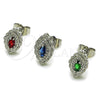 Rhodium Gold Filled Stud Earring, Evil Eye and Cluster Design, with Garnet Cubic Zirconia and White Micro Pave, Polished, Rhodium Finish, 02.452.0025.2