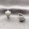 Rhodium Gold Filled Huggie Hoop, Heart Design, with White Micro Pave, Polished, Rhodium Finish, 02.452.0026.15