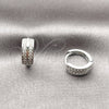 Rhodium Gold Filled Huggie Hoop, with White Micro Pave, Polished, Rhodium Finish, 02.452.0027.14