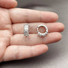 Rhodium Gold Filled Huggie Hoop, Baguette Design, with White Cubic Zirconia, Polished, Rhodium Finish, 02.452.0028.15