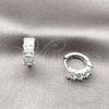 Rhodium Gold Filled Huggie Hoop, Baguette Design, with White Cubic Zirconia, Polished, Rhodium Finish, 02.452.0028.15