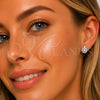Rhodium Gold Filled Huggie Hoop, Flower Design, with White Cubic Zirconia, Polished, Rhodium Finish, 02.452.0029.14