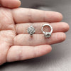 Rhodium Gold Filled Huggie Hoop, Flower Design, with White Cubic Zirconia, Polished, Rhodium Finish, 02.452.0029.14