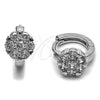 Rhodium Gold Filled Huggie Hoop, Flower Design, with White Cubic Zirconia, Polished, Rhodium Finish, 02.452.0029.14