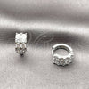 Rhodium Gold Filled Huggie Hoop, with White Cubic Zirconia, Polished, Rhodium Finish, 02.452.0030.14