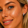 Rhodium Gold Filled Huggie Hoop, Baguette Design, with White Cubic Zirconia, Polished, Rhodium Finish, 02.452.0031.14
