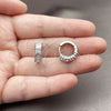 Rhodium Gold Filled Huggie Hoop, Baguette Design, with White Cubic Zirconia, Polished, Rhodium Finish, 02.452.0031.14