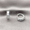 Rhodium Gold Filled Huggie Hoop, Baguette Design, with White Cubic Zirconia, Polished, Rhodium Finish, 02.452.0031.14