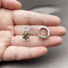 Rhodium Gold Filled Huggie Hoop, Four-leaf Clover Design, with Multicolor Cubic Zirconia, Polished, Rhodium Finish, 02.452.0032.15