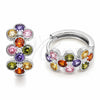 Rhodium Gold Filled Huggie Hoop, Four-leaf Clover Design, with Multicolor Cubic Zirconia, Polished, Rhodium Finish, 02.452.0032.15