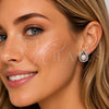 Rhodium Gold Filled Stud Earring, Teardrop and Cluster Design, with Ivory Pearl and White Micro Pave, Polished, Rhodium Finish, 02.452.0033