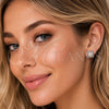 Rhodium Gold Filled Stud Earring, Flower and Cluster Design, with Ivory Pearl and White Micro Pave, Polished, Rhodium Finish, 02.452.0034