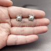 Rhodium Gold Filled Stud Earring, Flower and Cluster Design, with Ivory Pearl and White Micro Pave, Polished, Rhodium Finish, 02.452.0034