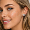 Rhodium Gold Filled Stud Earring, Cluster and Ball Design, with Ivory Pearl and White Micro Pave, Polished, Rhodium Finish, 02.452.0035