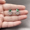 Rhodium Gold Filled Stud Earring, with Green and White Cubic Zirconia, Polished, Rhodium Finish, 02.452.0036