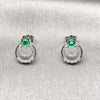 Rhodium Gold Filled Stud Earring, with Green and White Cubic Zirconia, Polished, Rhodium Finish, 02.452.0036